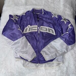 ICON 54 Fifty Four Hooligan Jacket Purple Silver Stars Mesh Motorcycle Women's S